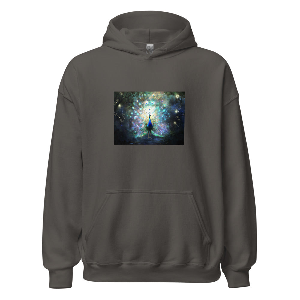 peacock illustration Hoodie front view — Wandering With Pride