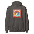 two queer men in sunglasses with tropical backdrop, 'Hot & Proud?' text Hoodie front view — Wandering With Pride