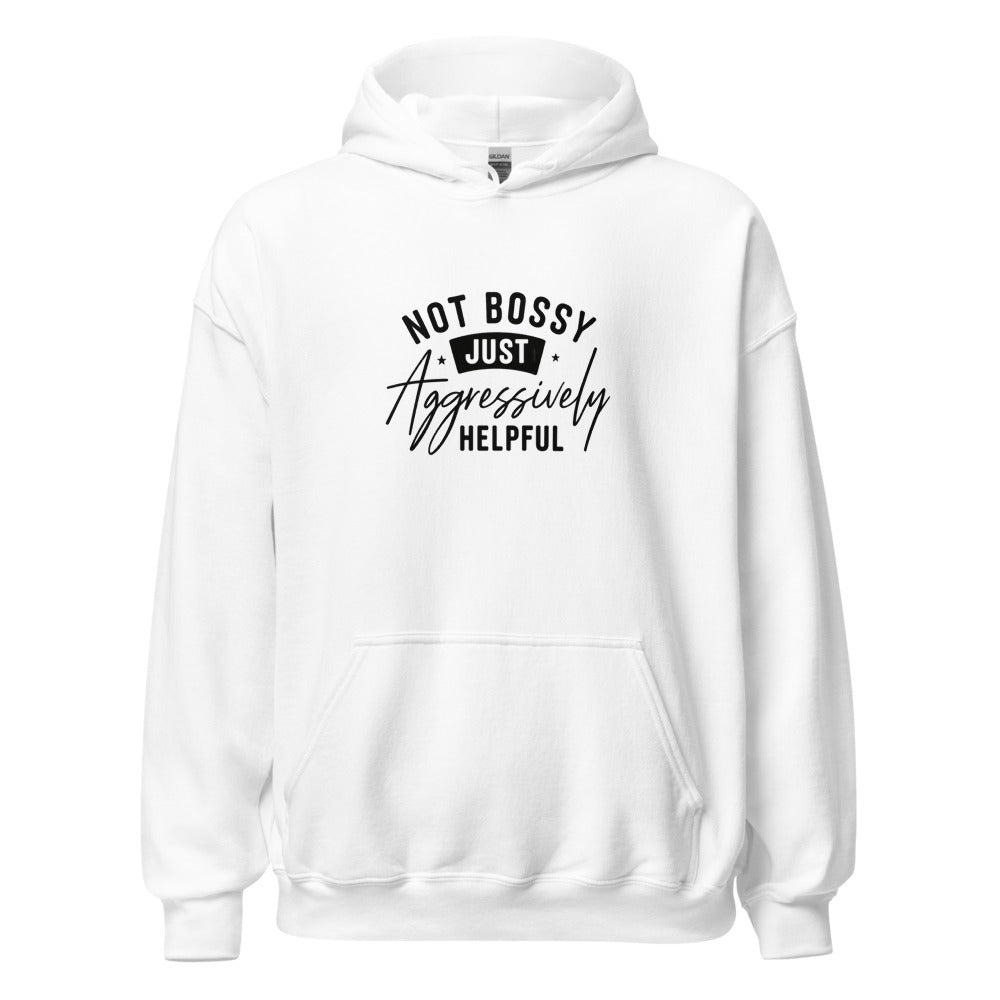 JUST typography Hoodie front view — Wandering With Pride