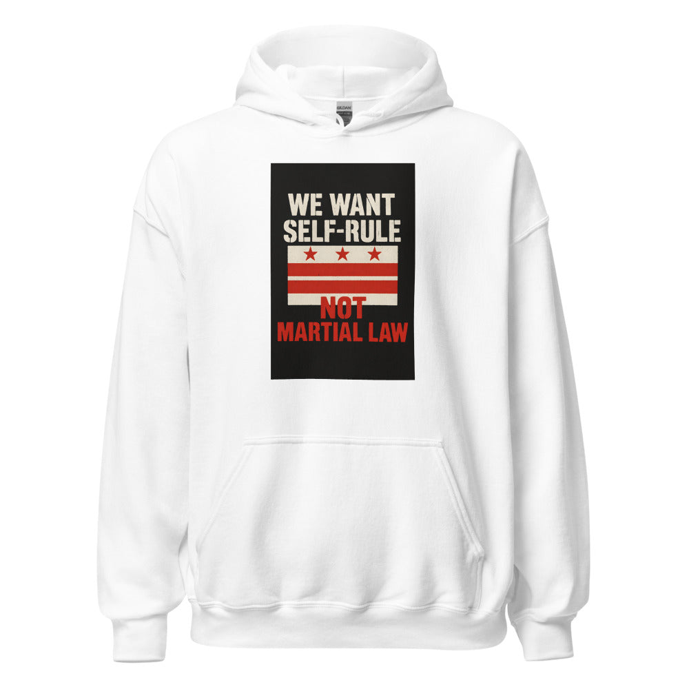 Typography with 'We Want to Live' and fragmented 'We Are the ___' Hoodie front view — Wandering With Pride