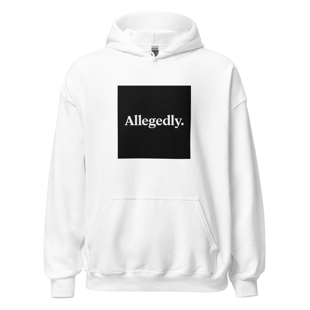 Allegedly. typography Hoodie front view — Wandering With Pride