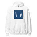 stylized tropical drink illustration with two glasses (one with umbrella, one with citrus slice) Hoodie front view — Wandering With Pride