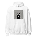 Black cat with a white bone around its neck Hoodie front view — Wandering With Pride