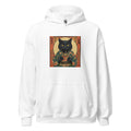 cat in traditional Japanese kimono holding tea Hoodie front view — Wandering With Pride