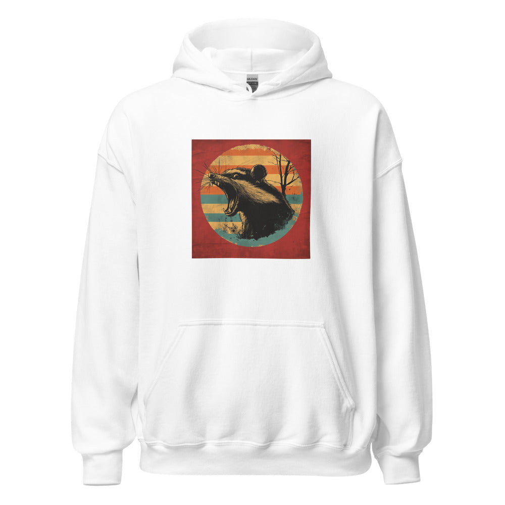 vintage-style retro-futuristic rat illustration Hoodie front view — Wandering With Pride