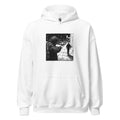 black and white hand-drawn illustration of a figure aiming a gun at someone walking away Hoodie front view — Wandering With Pride
