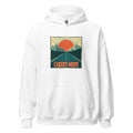 road to mountain range at sunset illustration with 'Explore More' text Hoodie front view — Wandering With Pride