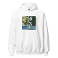 cartoon dog face with speech bubble saying 'Tell Your Dog I Said Hi' Hoodie front view — Wandering With Pride