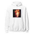 woman's head engulfed in flaming hair illustration Hoodie front view — Wandering With Pride