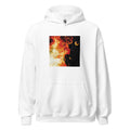 woman's profile surrounded by swirling flames and crescent moon Hoodie front view — Wandering With Pride