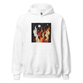 three faceless women connected by colorful hair, surrounded by leaves, flowers, and stars Hoodie front view — Wandering With Pride