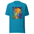 peacock feather pattern with lotus flowers and ornate cultural motifs Tee front view — Wandering With Pride