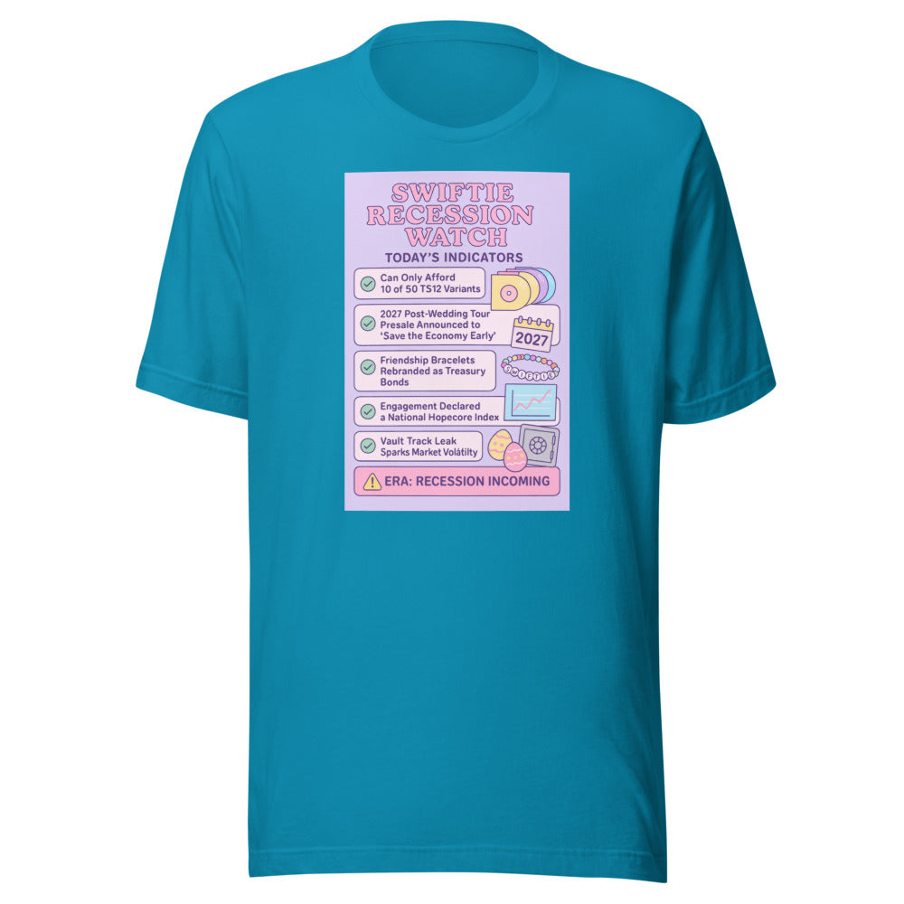 Swiftie Recession Watch infographic Tee front view — Wandering With Pride