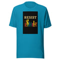 Muppet characters illustration with 'RESIST' typography Tee front view — Wandering With Pride