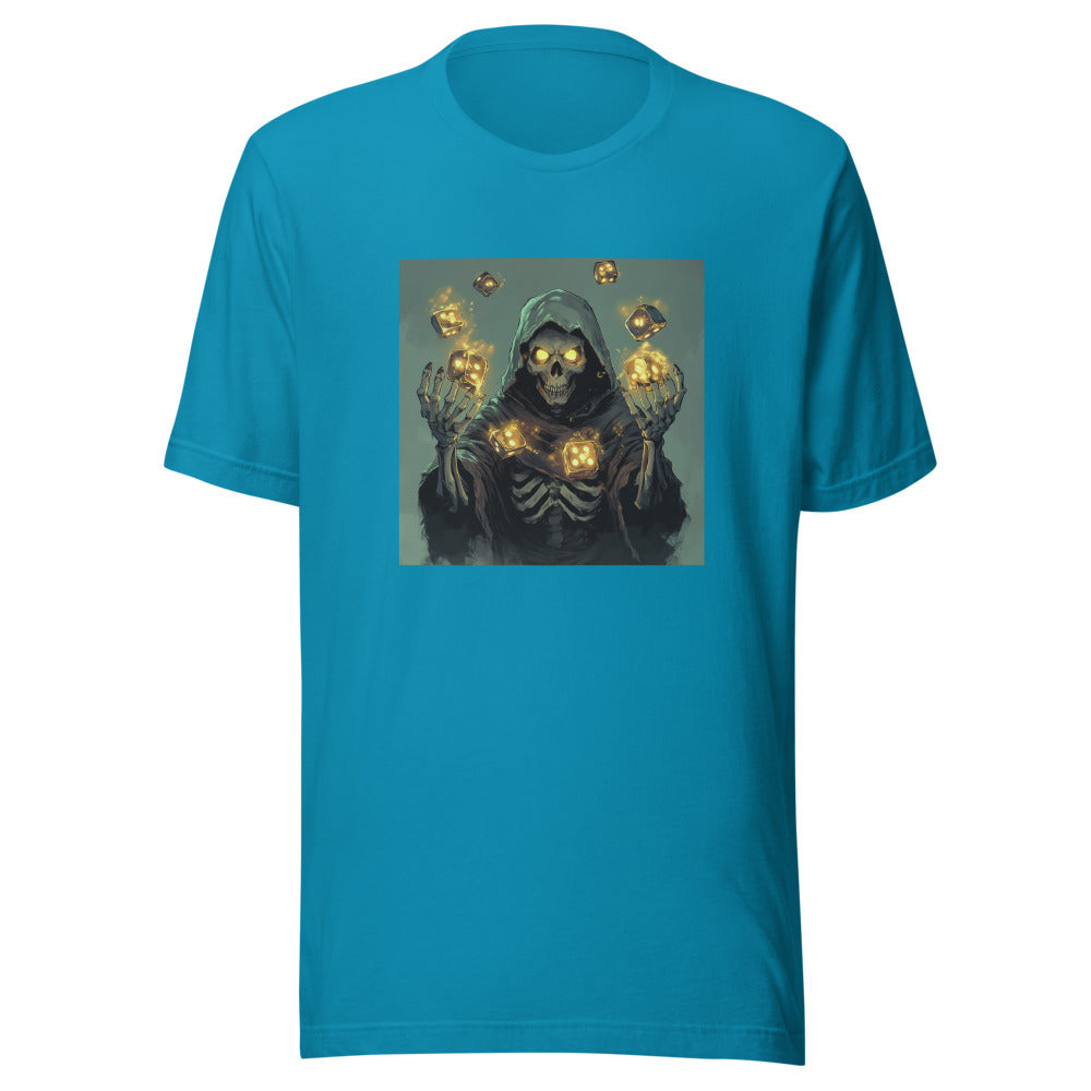 hooded skeleton illustration Tee front view — Wandering With Pride