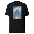 water droplet illustration with butterfly and wildflowers Tee front view — Wandering With Pride