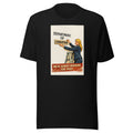 Illustration of a woman in a dark blue suit holding a 'DEPARTMENT OF CORRUPTION' sign Tee front view — Wandering With Pride