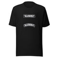 ALLEGEDLY typography in a bold, RAGS-inspired block font Tee front view — Wandering With Pride