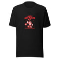 cartoon butt plug illustration holding sign that says 'I have a butt plug in' Tee front view — Wandering With Pride