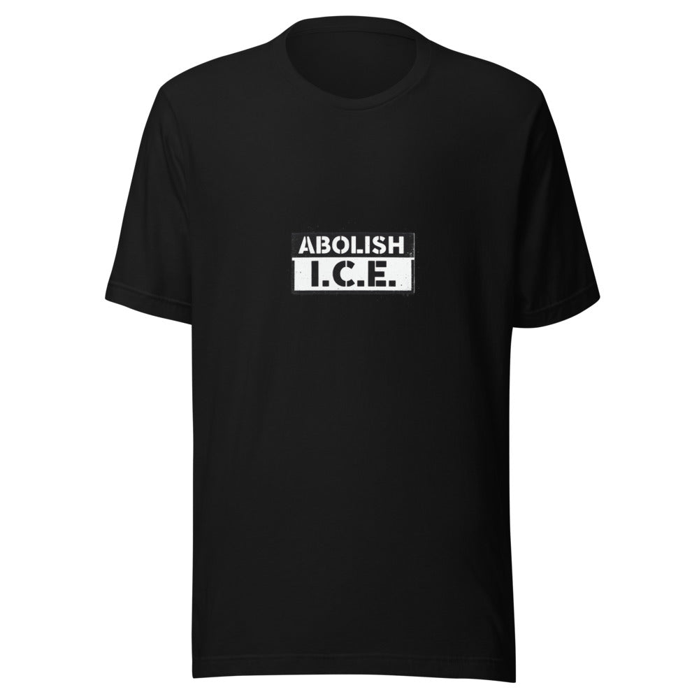 ABOLISH I.C.E. typography Tee front view — Wandering With Pride