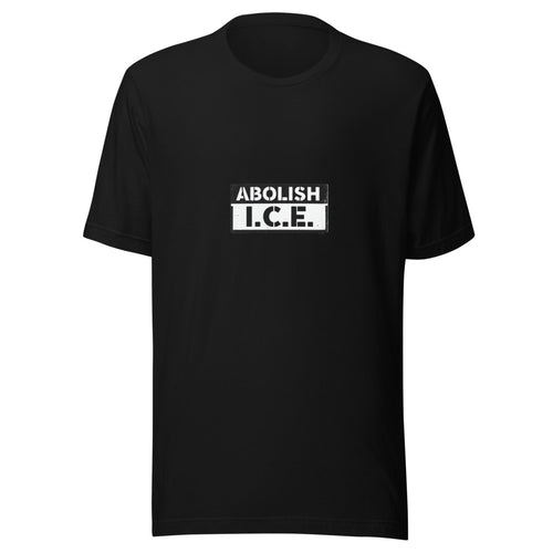 ABOLISH I.C.E. typography Tee front view — Wandering With Pride