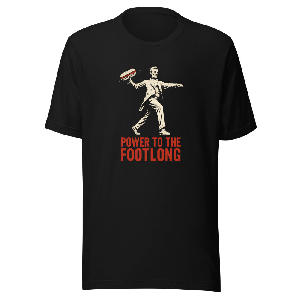 black-and-white illustration of a man in a suit holding a baton, with 'POWER TO THE PEOPLE' text below Tee front view — Wandering With Pride