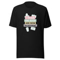 illustration of a book, coffee cup, and camera with text 'I Read One Book and Now I'm Different' Tee front view — Wandering With Pride