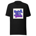 So close, it's a glitch typography Tee front view — Wandering With Pride
