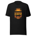 I WANTED A SUMMER GLOW-UP NOT A BLOW-UP illustration with sun/peace sign hybrid Tee front view — Wandering With Pride