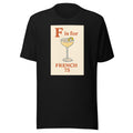 French 75 cocktail glass illustration with 'F' text Tee front view — Wandering With Pride