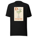 D is for Daiquiri typographic illustration Tee front view — Wandering With Pride
