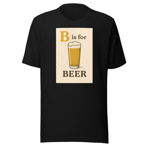 Beer glass with 'B' and 'BEER' cursive typography Tee front view — Wandering With Pride