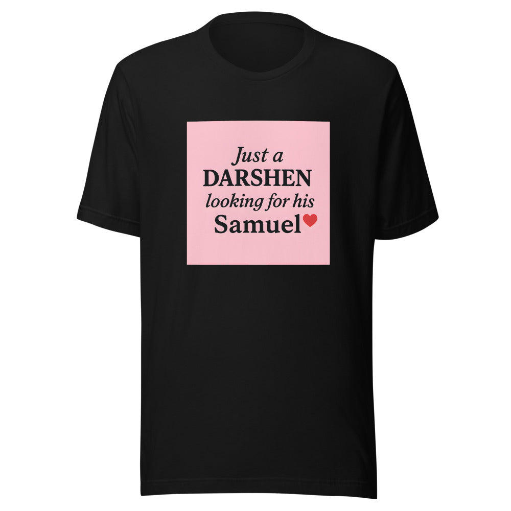 Just a DARSHEN looking for his Samuel typography Tee front view — Wandering With Pride