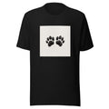 Hand-drawn dog paw print in monochrome sketch style Tee front view — Wandering With Pride