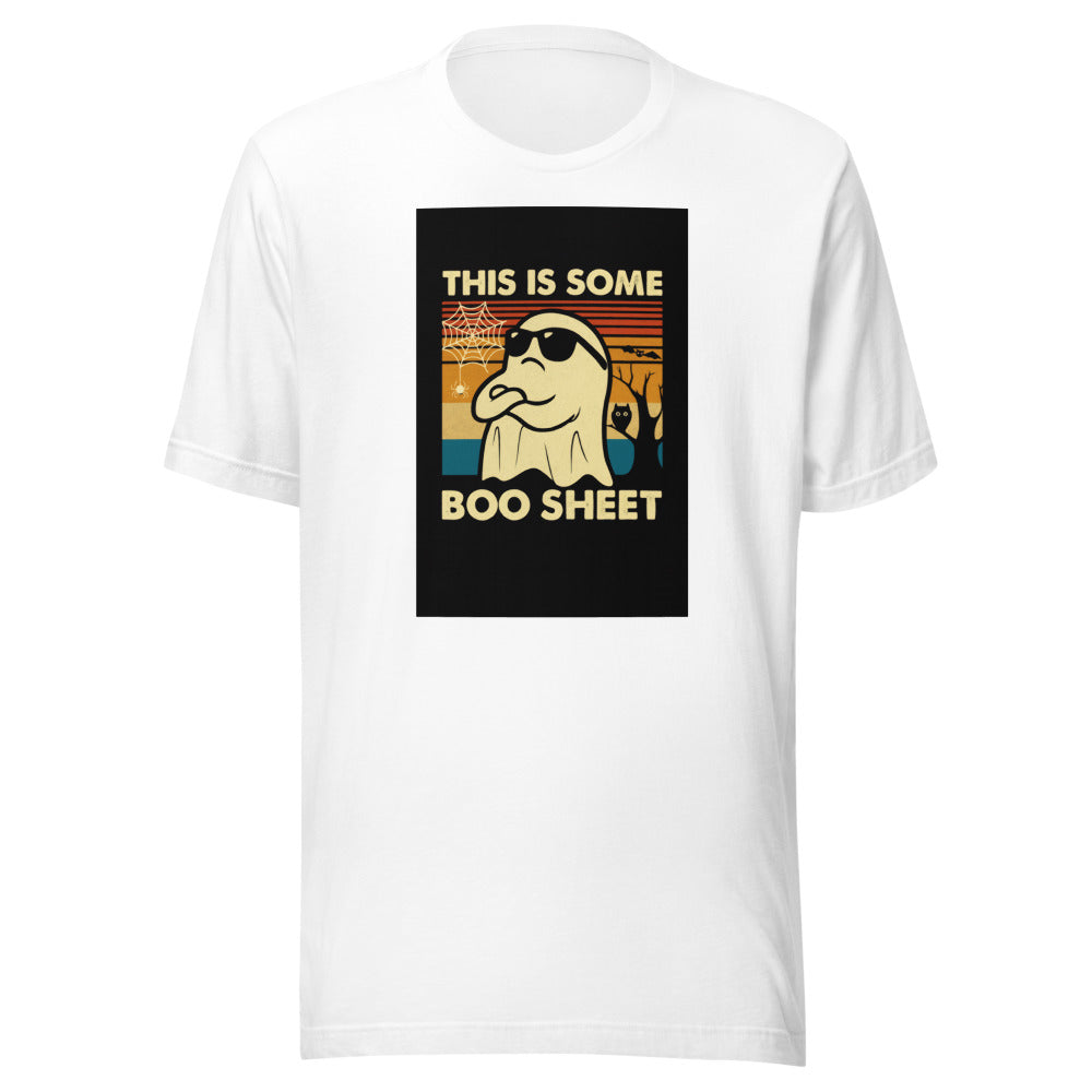 Cartoon ghost with sunglasses and hat Tee front view — Wandering With Pride