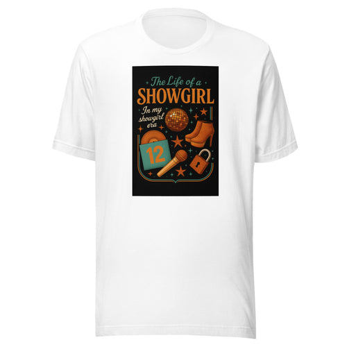 1970s Showgirl Illustration Tee front view — Wandering With Pride