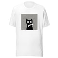 Black cat with a white bone around its neck Tee front view — Wandering With Pride