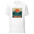 road to mountain range at sunset illustration with 'Explore More' text Tee front view — Wandering With Pride