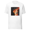 woman merging with fiery muse illustration Tee front view — Wandering With Pride