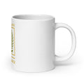 Raised fist with flowers and text 'A Woman's Place is in the Resistance' 11oz Mug front view — Wandering With Pride