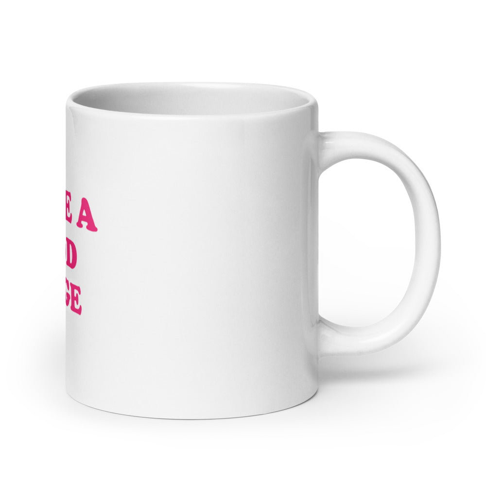 Typography design reading 'I LOVE A GOOD BULGE' in bold pinkish-red text on black background 11oz Mug front view — Wandering With Pride