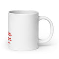 Typography-based protest graphic with 'Policy & Change' over crossed-out 'Thoughts' and 'Prayers' 11oz Mug front view — Wandering With Pride